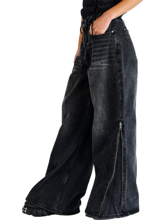 Damenjeans Schlaghose in Entspannter Passform Charcoal