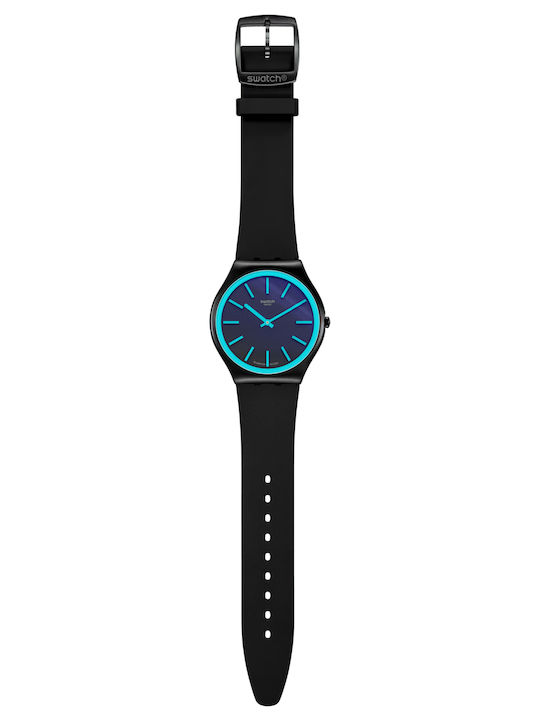 Swatch Obsidian Shimmer Ανδρικό Ρολόι Solar με Μαύρο Καουτσούκ Λουράκι
