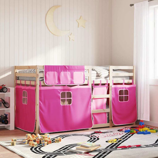 Kids Bed Loft Bed Single Pink for Mattress 90x200cm