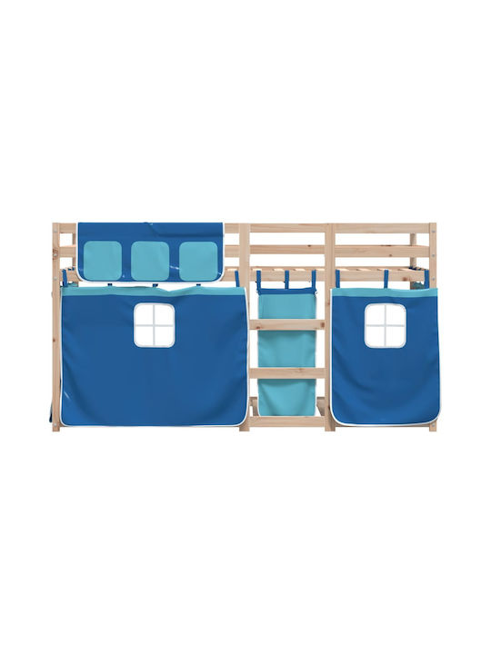 Kids Bed Loft Bed Single Blue for Mattress 80x200cm