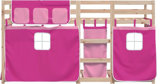 Kids Bed Loft Bed Single Pink for Mattress 90x200cm