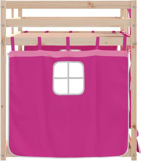 Kids Bed Loft Bed Single Pink for Mattress 90x200cm