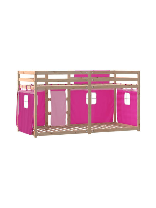 Pat pentru Copii Loft Bed Single Roz pentru Saltea 80x200cm