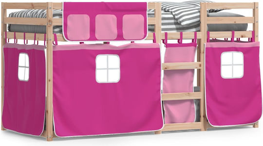 Kids Bed Loft Bed Single Pink for Mattress 90x200cm