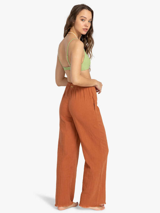 Billabong Women's Fabric Trousers with Elastic Brown