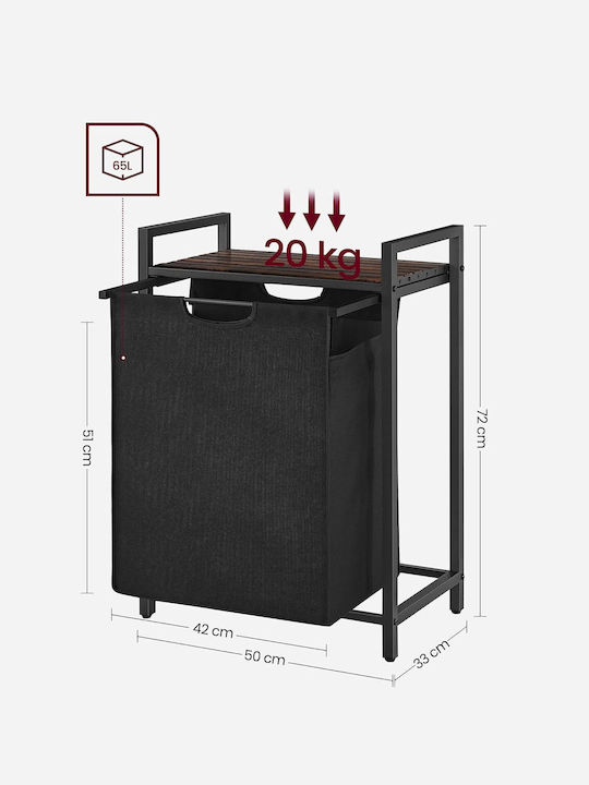Songmics Καλάθι Απλύτων Υφασμάτινο 50x33x72cm Γκρι