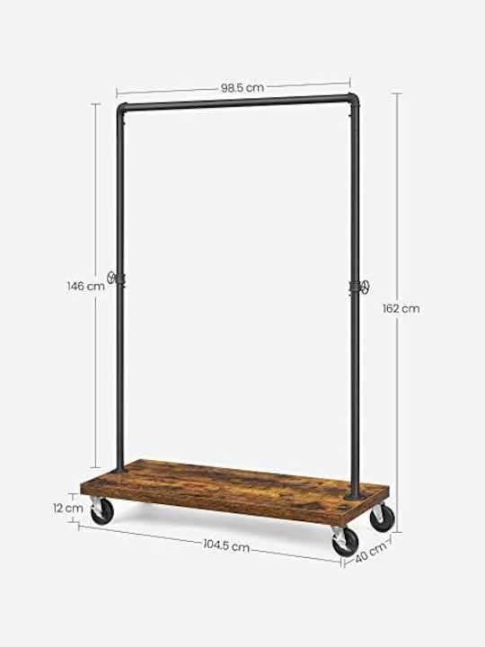 Songmics Industrial Wheeled Floor Garment Rack made of Metal Brown