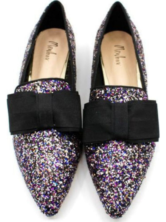 Lederne Damen Ballerinas Spitz zulaufend in Mehrfarbig Farbe