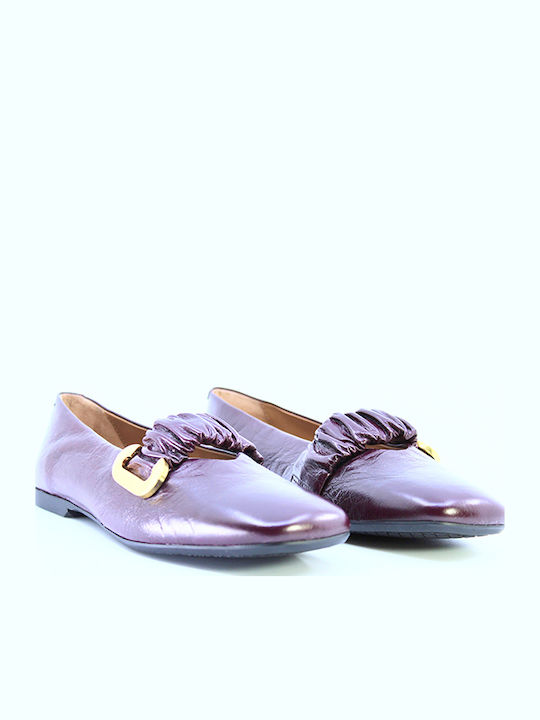Leather Ballerinas Burgundy