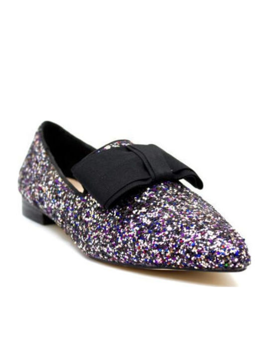 Lederne Damen Ballerinas Spitz zulaufend in Mehrfarbig Farbe