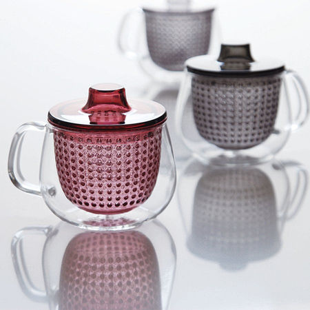 Kinto Κούπα Γυάλινη with tea infuser - Red 350ml
