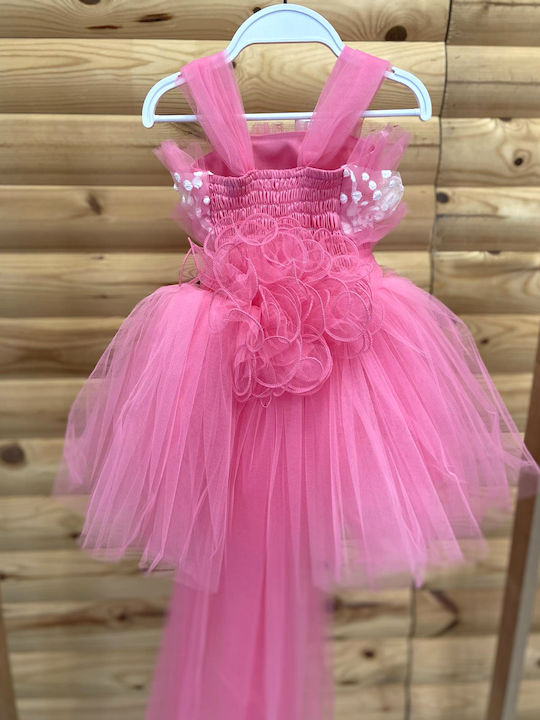 Extan Bebe Rochie pentru Copii Din Tulle Cu buline Fuchsia