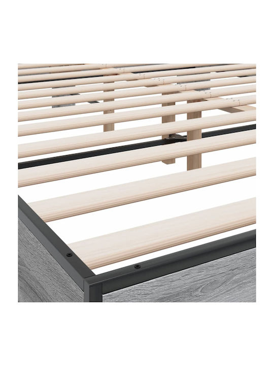 Doppelbett Aus Holz Grau Mit Lattenrost Für Matratze 150x200cm