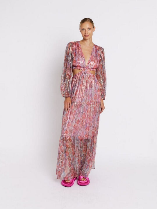 Berenice Maxi Evening Dress with Ruffle Pink