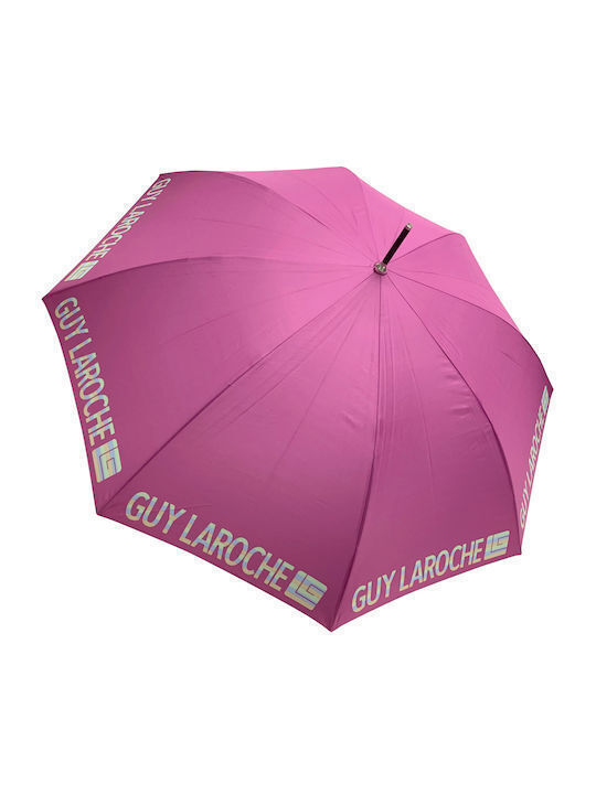 Guy Laroche Windproof Automatic Umbrella with Walking Stick Fuchsia