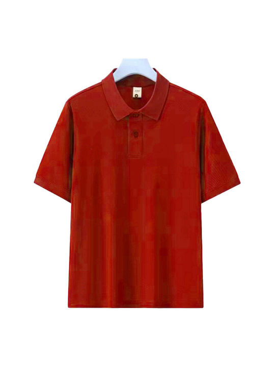 Ustyle Men's Short Sleeve Blouse Polo Maroon