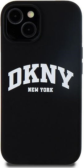 Husă pentru telefon mobil Dkny pentru iPhone 15 Plus compatibilă cu Magsafe Dkhmp15msnyach Dkny Hc Magsafe Silicone cu logo alb pe arc negru