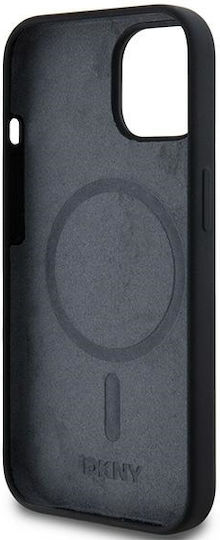Husă pentru telefon mobil Dkny pentru iPhone 15 Plus compatibilă cu Magsafe Dkhmp15msnyach Dkny Hc Magsafe Silicone cu logo alb pe arc negru