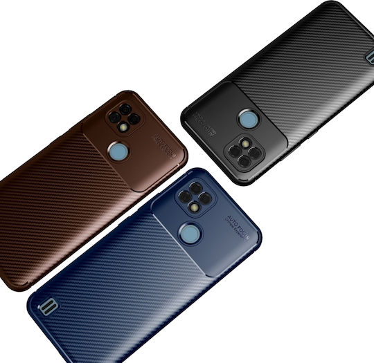 Αντικραδασμική Θήκη Tpu Oppo Realme C21 Carbon Fiber Texture Καφέ