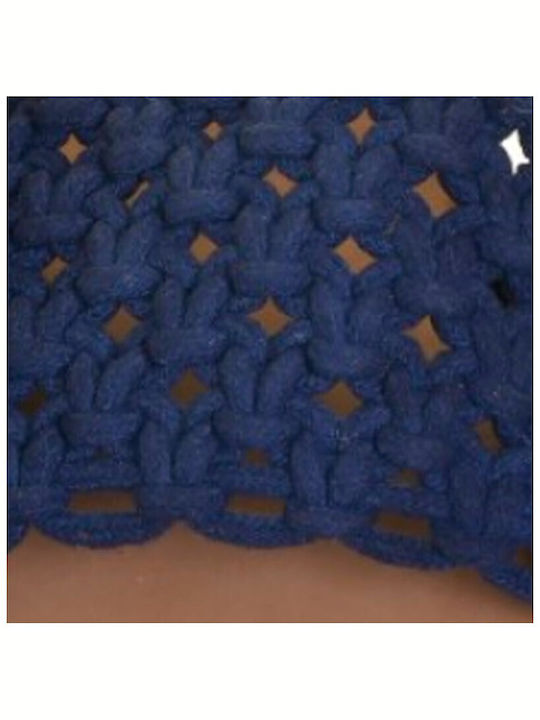Blaue Ledermacrame-Flachsandale Eu 39
