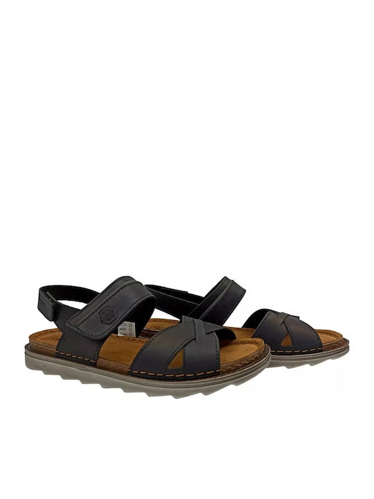 Leder Herrensandalen in Schwarz Farbe