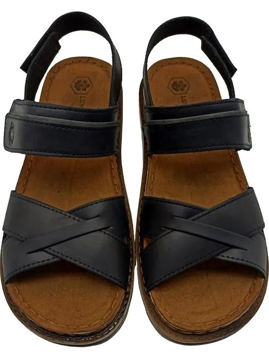 Leder Herrensandalen in Schwarz Farbe