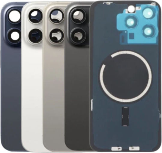 Πίσω Γυαλί Μαγνήτες Magsafe & Camera Lens Iphone 15 Pro Blue Titanium