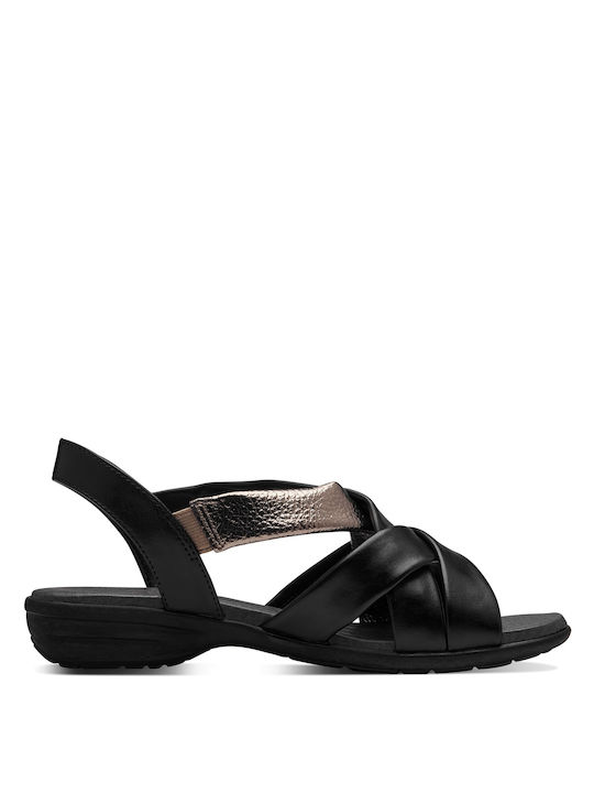 Jana Damen Flache Sandalen Flatforms in Schwarz Farbe