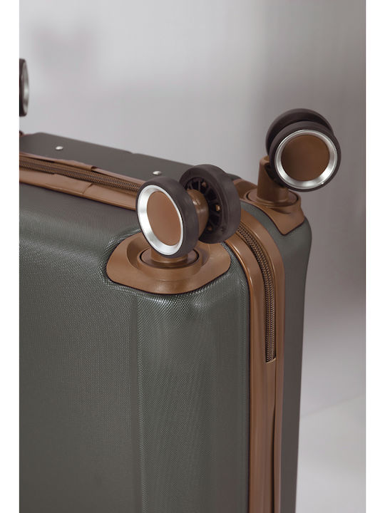 Benzi Cabin Hard Brown Suitcase With 4 Wheels Height 55cm