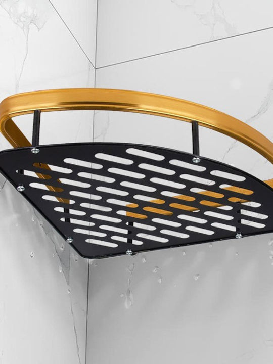 Home Use Ecke An der Wand montiert Badezimmerregal Metallisch 28x5.5x21cm Gold