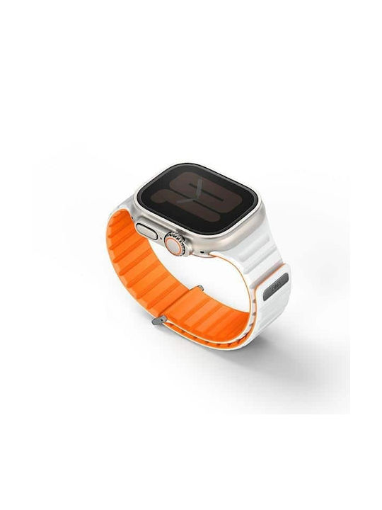 Uniq Revix Evo Strap for Apple Watch Series 1 2 3 4 5 6 7 8 9 SE SE2 Ultra Ultra2 42 44 45 49mm Reversible Magnetic Orange-white/Amber