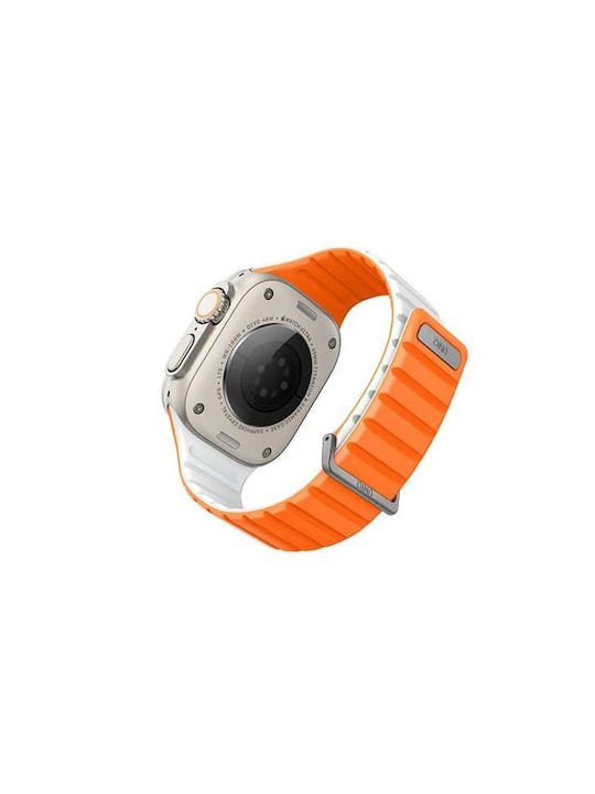Uniq Revix Evo Strap for Apple Watch Series 1 2 3 4 5 6 7 8 9 SE SE2 Ultra Ultra2 42 44 45 49mm Reversible Magnetic Orange-white/Amber