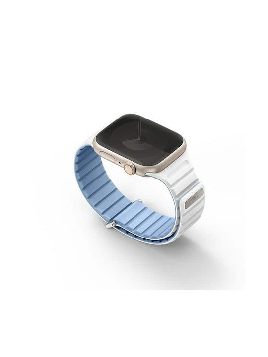 Uniq Ιμάντας Revix Evo Apple Watch Series 1 2 3 4 5 6 7 8 9 Se Se2 38 40 41mm Αντιστρεψιμος Μαγνητικός Μπλε-λευκός/σκόνη Μπλε-λευκός