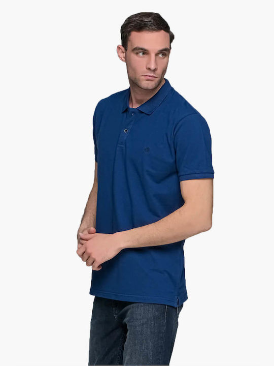 Everbest Men's Long Sleeve Blouse Polo Blue