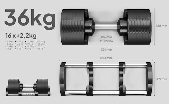 Zipro Round Αλτήρας 1x 36kg Ρυθμιζόμενος με Βάση