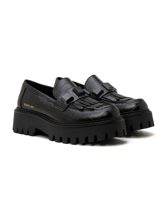 Replay Women's Loafers in Black Color