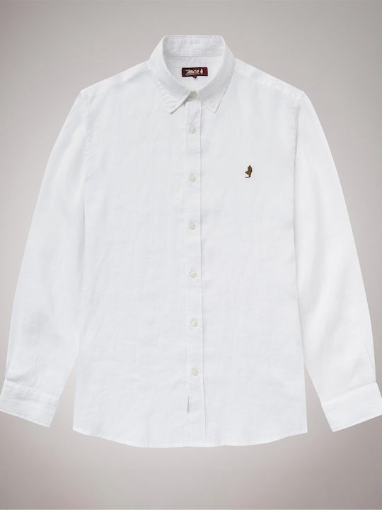 Malboro Classics Men's Shirt Long Sleeve Linen White