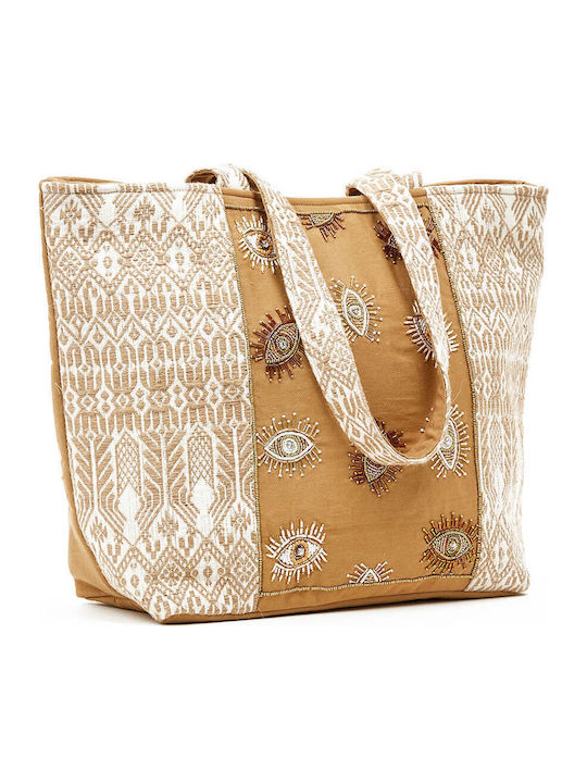 Green Women's Beach Bag 14-0235 Jute & Jacquard Beige Green Women's Beach Bag 14-0235 Jute & Jacquard Beige