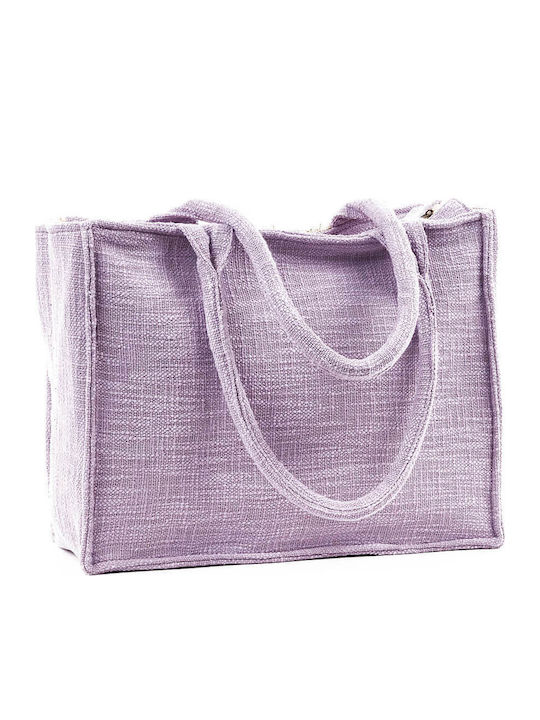 Verde Women's Beach Bag 14-0227 Cotton & Jute Purple
