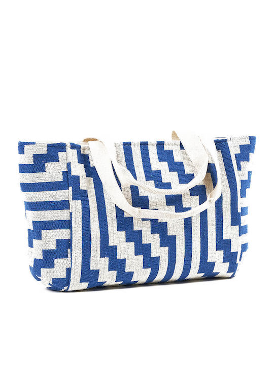 Green Women's Beach Bag 14-0228 Cotton & Jute Blue