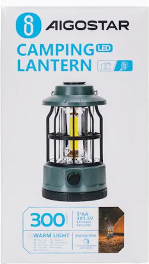 LED Laterne dimmbar Batterien 300lm Camping oder Angeln Warmweißes Licht Grün Aigostar
