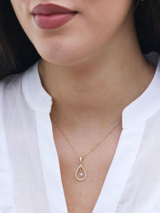 Tropfenförmiger Zirkon-Anhänger Gold K14 P-71379 Gelbgold K14