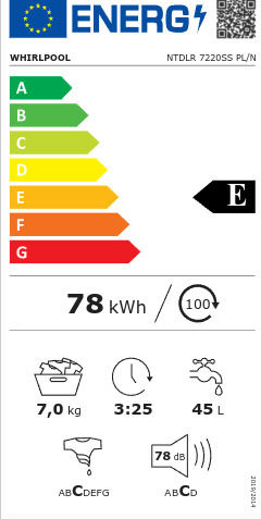 Whirlpool Πλυντήριο Ρούχων Άνω Φόρτωσης 7kg 1151 Στροφών FreshCare NTDLR 7220SS PL/N