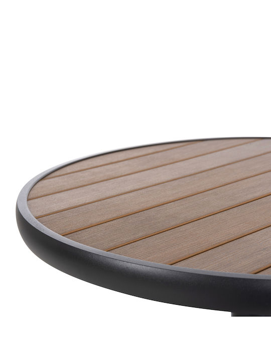 Alexa Outdoor Dinner Table with Polywood Surface and Aluminum Frame Natural 60x60x73cm