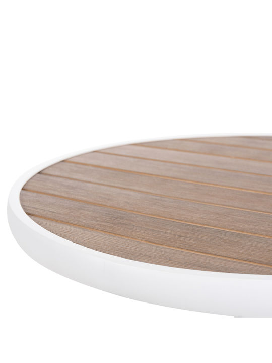 Alexa Outdoor Dinner Free Standing Table with Polywood Surface and Aluminum Frame Natural 60x60x73cm