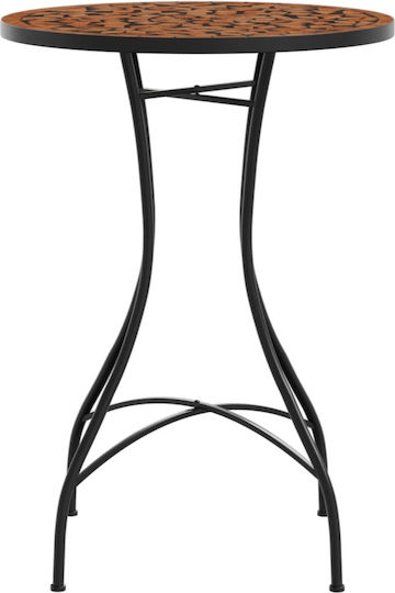 Outdoor Dinner Free Standing Table with Ceramic Surface and Metal Frame Terracotta 50x50x70cm