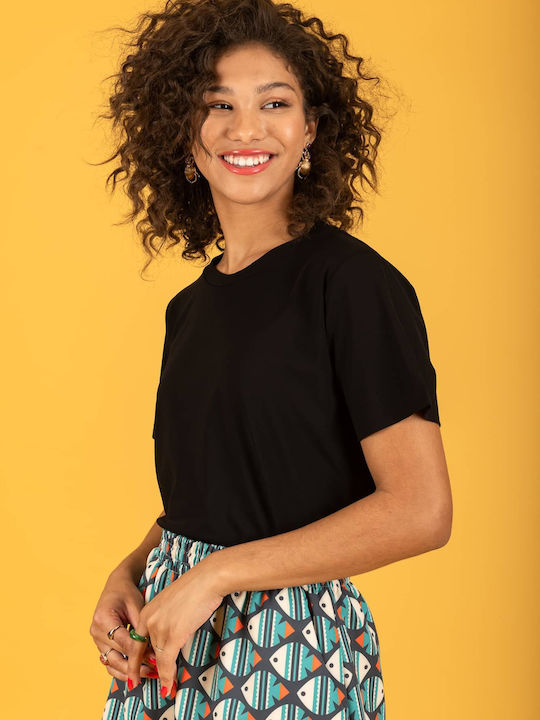 Damen Bluse Baumwolle Kurzärmelig Black