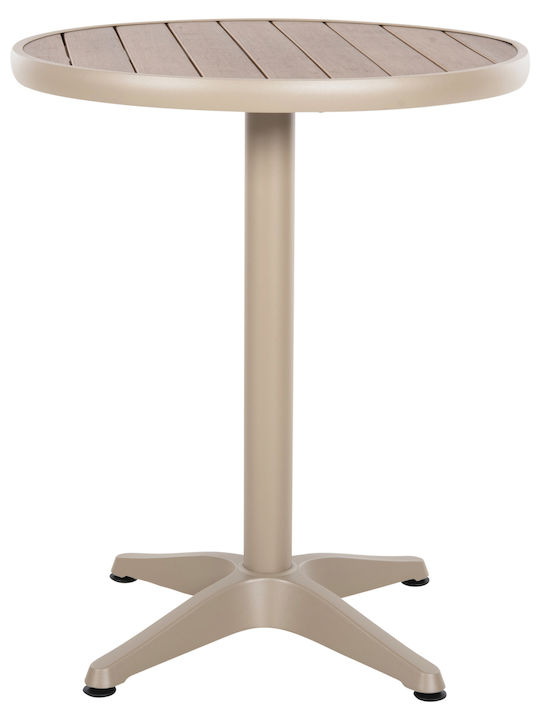 Alexa Outdoor Dinner Table with Polywood Surface and Aluminum Frame Natural 60x60x73cm