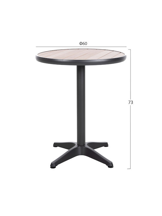 Outdoor Dinner Table with Polywood Surface and Aluminum Frame Natural 60x60x73cm