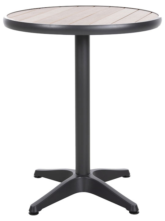 Outdoor Dinner Table with Polywood Surface and Aluminum Frame Natural 60x60x73cm
